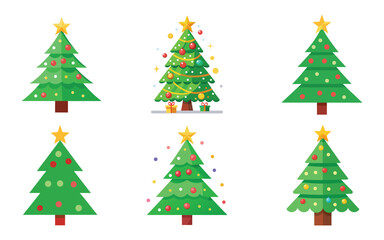  Christmas tree Bending vector Art illustration on white background