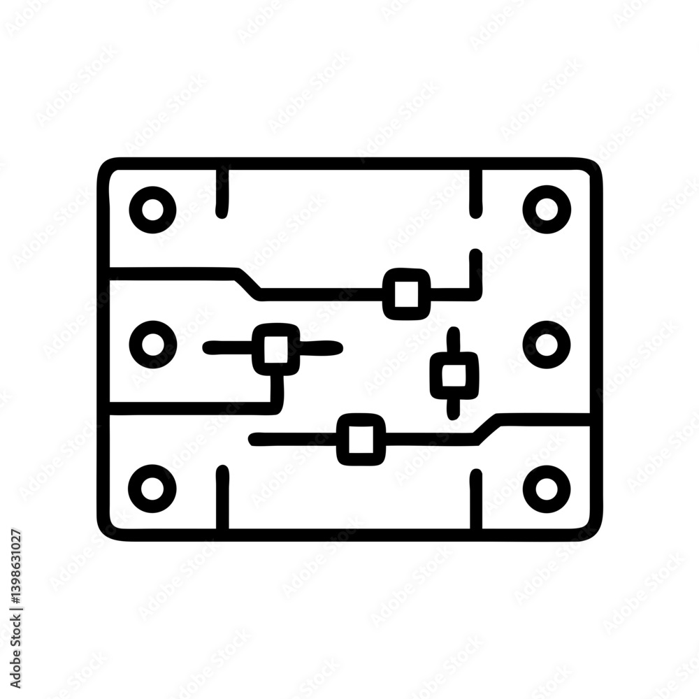 Poster pcb board icon for electronics and circuit design representation