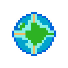 Pixel Global Logo Design with Digital World Concept on White Background