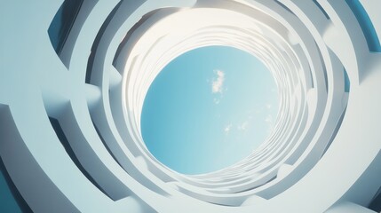 Fototapeta premium a white spiral architectural building with a blue sky background.