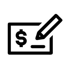 money check edit glyph  vector flat icon