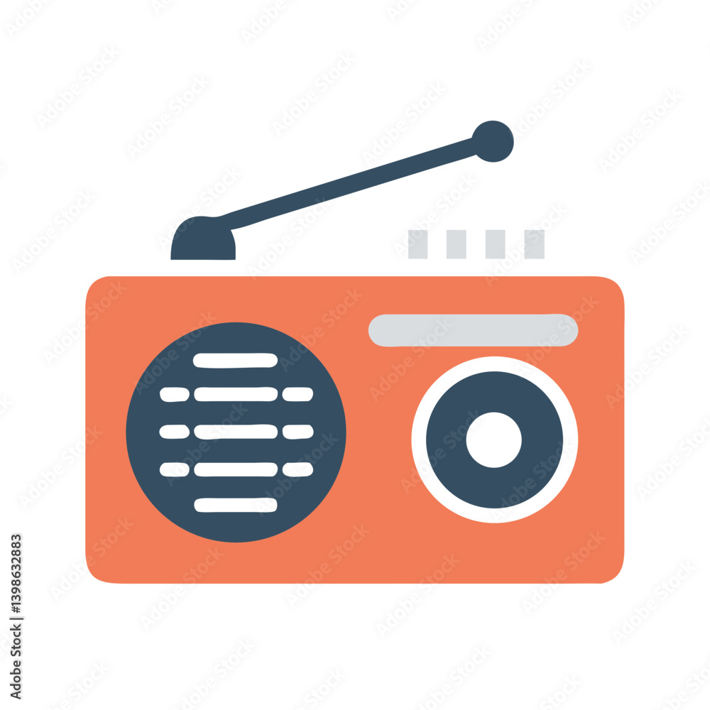 Poster radio icon for communication and broadcasting