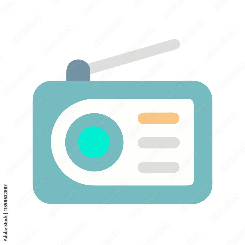 Poster radio icon for communication and broadcasting