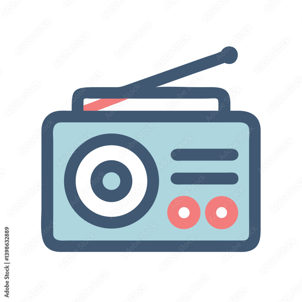 Poster radio icon for communication and broadcasting