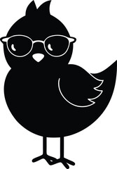 spring chick with sunglasses silhouette.Easter icon vector 