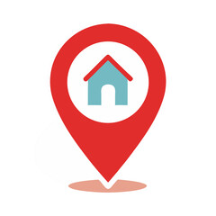 Simple Pin Location with Home Logo Design for Navigation and Real Estate