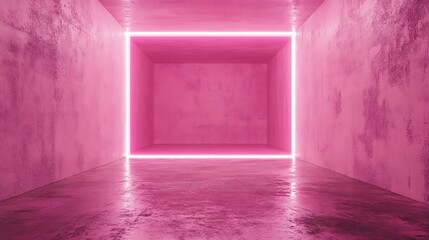 Pink Neon Room with Concrete Walls. (1)