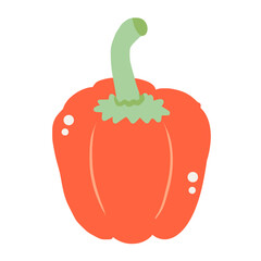 Red bell pepper Illustration of fresh vegetables hand-drawn flat vector elements Organic Food Invitations, gifts, greeting cards, print, textile