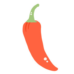 Chili pepper Illustration of fresh vegetables hand-drawn flat vector elements Organic Food Invitations, gifts, greeting cards, print, textile