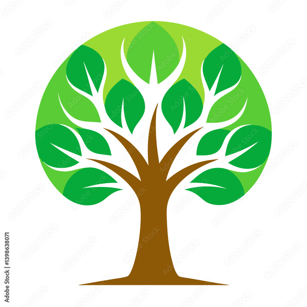 Poster tree tech logo icon on a white background with a futuristic touch