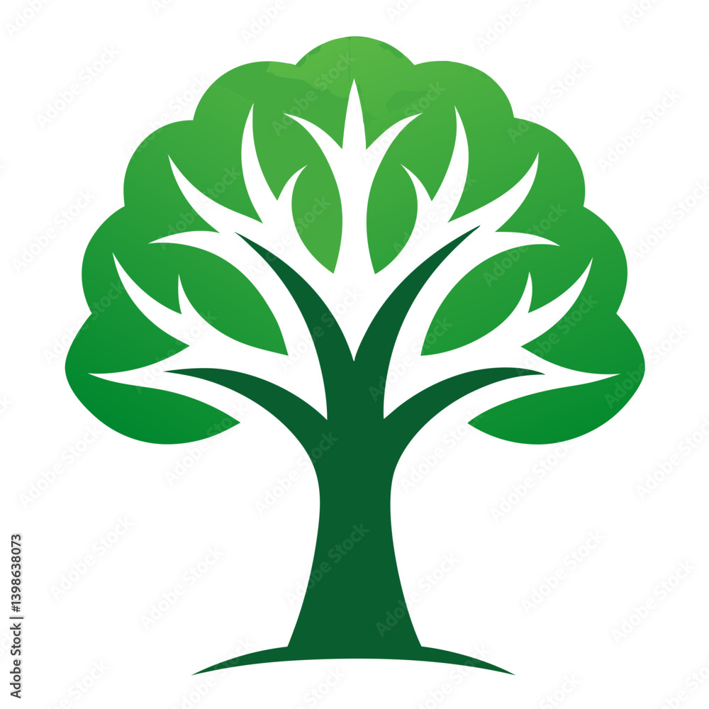 Poster Tree Tech Logo Icon on a White Background with a Futuristic Touch