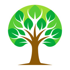 Obraz premium Tree Tech Logo Icon on a White Background with a Futuristic Touch
