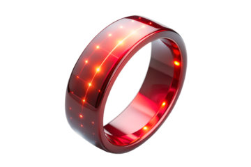 Buy smart ring health tracker device red color for fitness and sleep monitoring online on transparent background