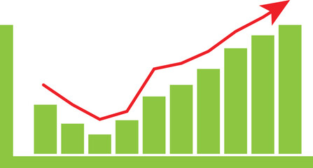 Profit growing icon ,Single black arrow growing up business icon, simple successful chart graph.
