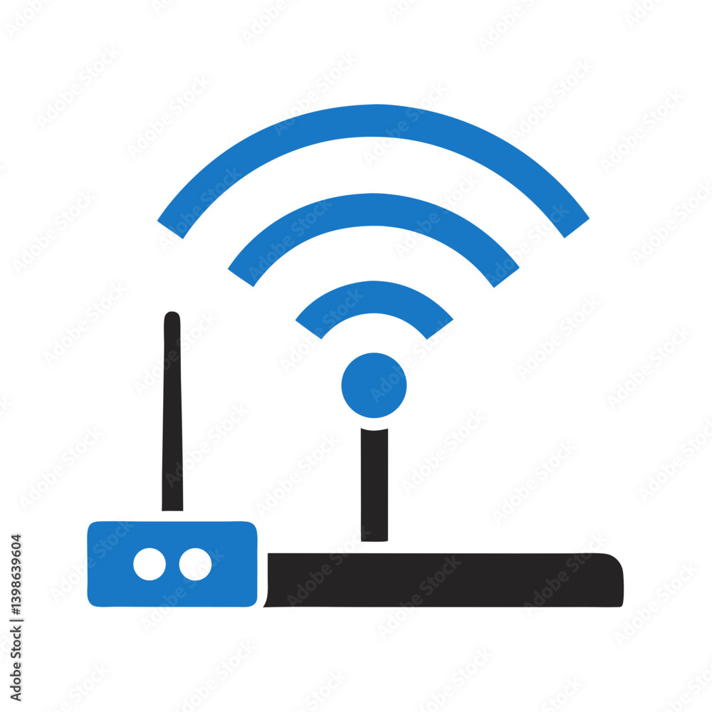 Leinwandbilder seamless connection: wifi signal and router icon on white background