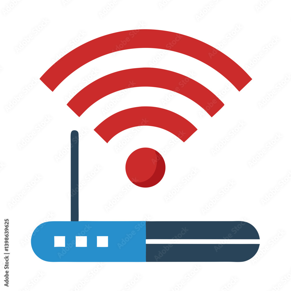 Poster seamless connection: wifi signal and router icon on white background