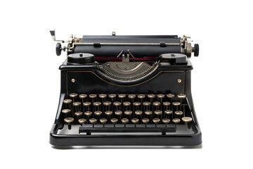 Old fashioned typewriter vintage machine for writing stories and journalism tool on transparent background