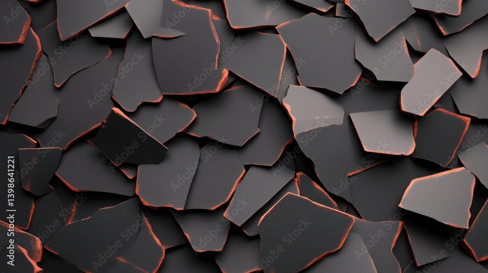 Poster dark shards with orange glow abstract texture background