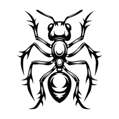 Detailed Ant Illustration, Black and White, Insect Art, Six Legs, Antennae, Isolated