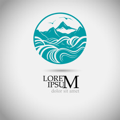 Sea Waves Logo. Not AI, Vector illustration.