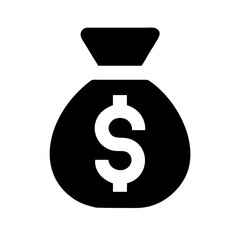 sack dollar glyph  vector flat icon