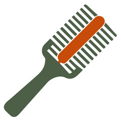 Hair comb icon with unique design in green and orange colors  