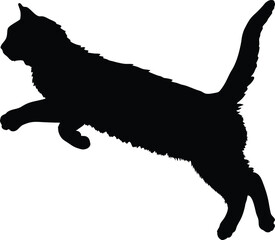 Silhouette of a Majestic Cat Leaping with Grace and Precision in Dark