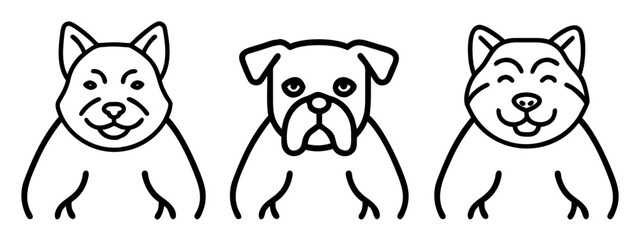 Obraz premium Icon of a simple line drawing of a dog. Front face. muscle dogs