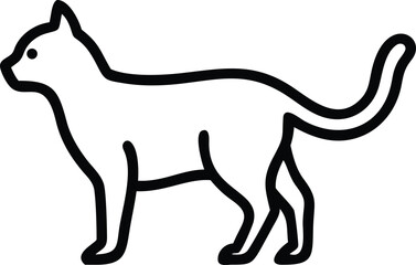 Stylized outline of a domestic feline standing patiently in profile view