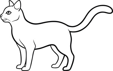 Black and white line art illustration of a stylized feline animal