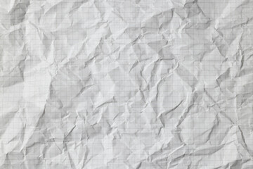 white crumpled wrinkled checkered paper sheet
