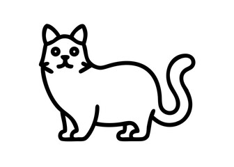 Fototapeta premium Icon of a simple line drawing of a cat. angora cat.