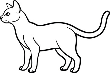 Elegant Black and White Cat Outline Illustration in a Graphic Style