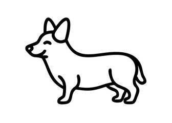 Icon of a simple line drawing of a dog. welsh corgi.