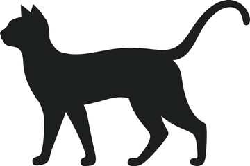 Striking silhouette of a sleek, mysterious black cat gracefully standing still