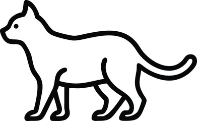 Stylized Black and White Outline Depicting a Walking Cat Silhouette