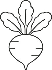 Simple Outline Drawing of a Beet with Three Leaves at the Top