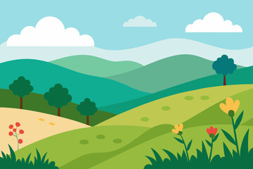 Fototapeta premium summer landscape with green grass