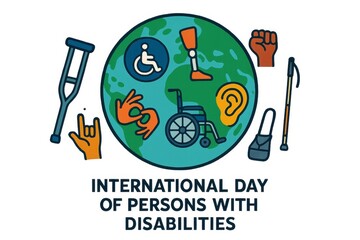 Celebrating the International Day of Persons with Disabilities with symbols of inclusivity and accessibility