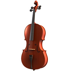 Fototapeta premium Detailed view of a beautifully crafted wooden cello showcasing its elegant curves and rich color