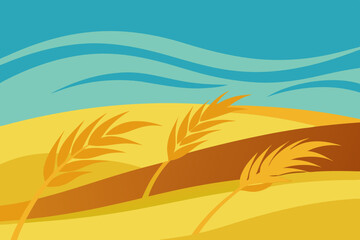 wheat ears on the sky background