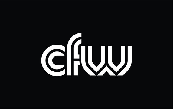CFW Creative Unique Modern Letter Logo Design. Stylized logo featuring a unique letter design, presenting abstract minimalist aesthetics and modern appeal.