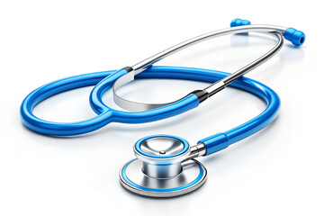 Stethoscope with blue tubes and metal parts