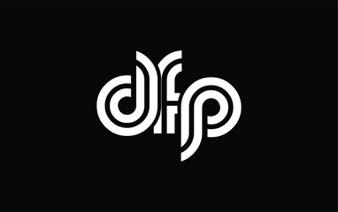 DFP Creative Unique Modern Letter Logo Design. Stylized logo featuring a unique letter design, presenting abstract minimalist aesthetics and modern appeal.
