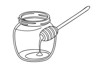 Canning jar with honey spoon line sketch