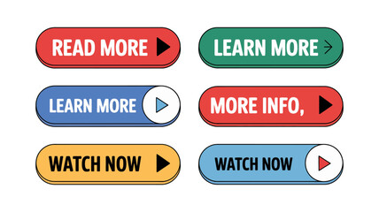 Fototapeta premium Modern Button Set for Web and App: A selection of sleek, modern buttons, each with a distinct design, showcasing the latest trends in user interface elements for seamless website and app navigation.