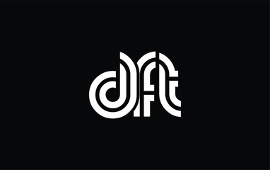 DFT Creative Unique Modern Letter Logo Design. Stylized logo featuring a unique letter design, presenting abstract minimalist aesthetics and modern appeal.