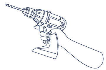 Hand holding drill line sketch