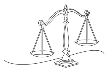 Law balance scale line drawing