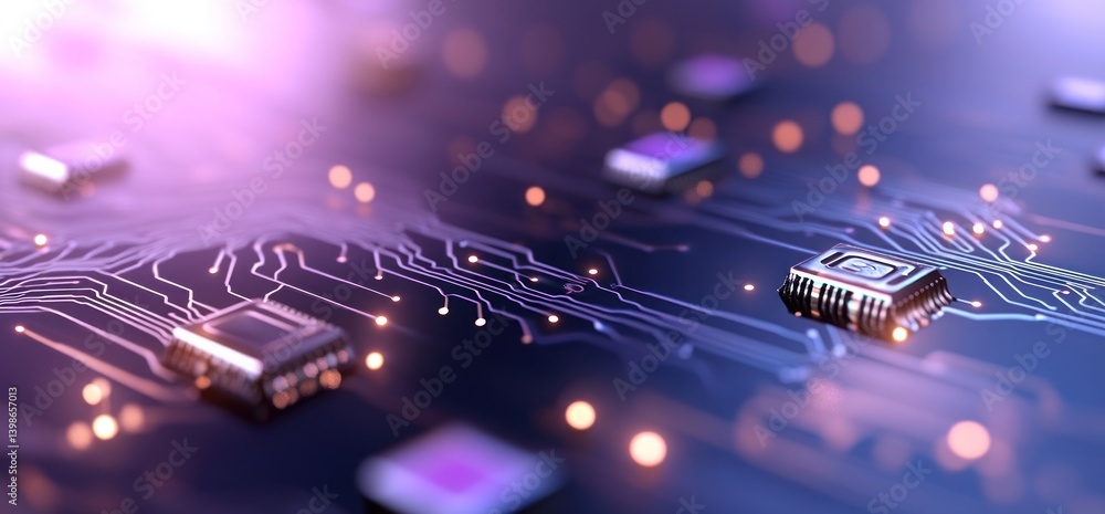 Poster electronic circuits modern technology interconnected system abstract design